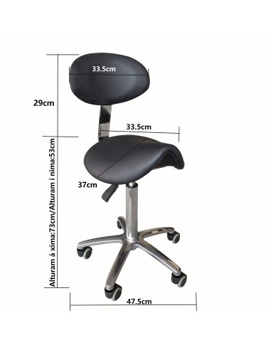 Taburete con Respaldo Giratorio (NEGRO)