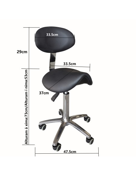 Taburete con Respaldo Giratorio (NEGRO) Taburete con Respaldo Giratorio (NEGRO)